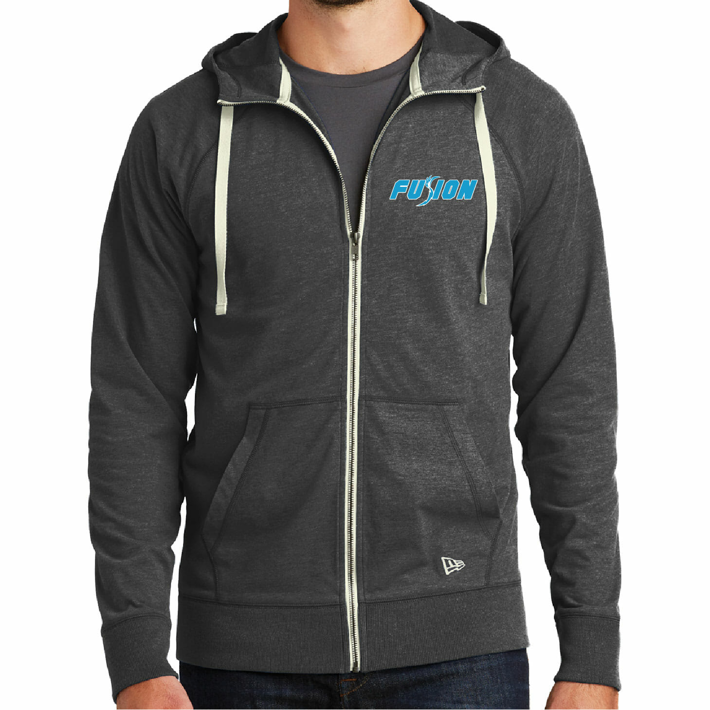 Fusion Fastpitch - Black Heather Embroidered Zip-Up Hoodie (NEA122 ...