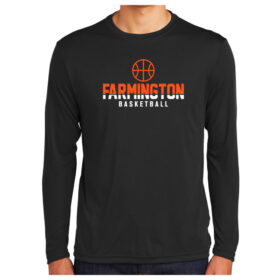 farmington youth basketball black longsleeve printed performance tee (st350ls)