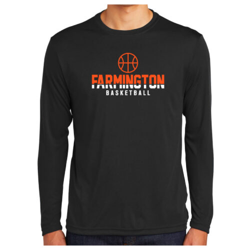 farmington youth basketball black longsleeve printed performance tee (st350ls)