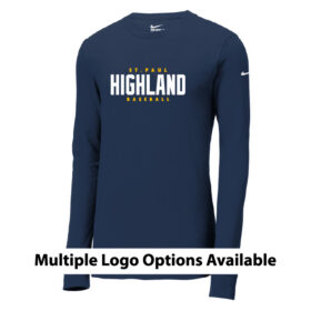 highland navy longsleeve printed performance tee (st350ls)