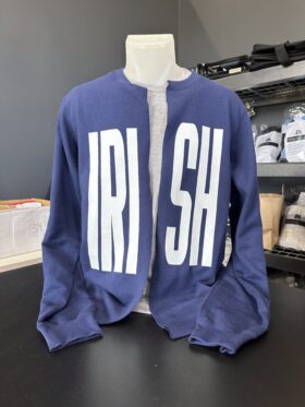 raha boosters navy printed fan favorite™ fleece raw edge cardigan (pc850)