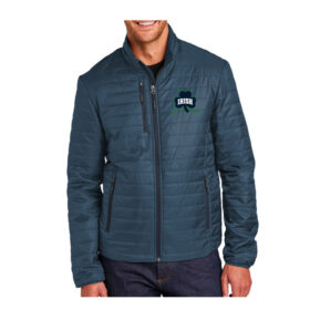 raha boosters regatta blue embroidered packable puffy jacket (j850)