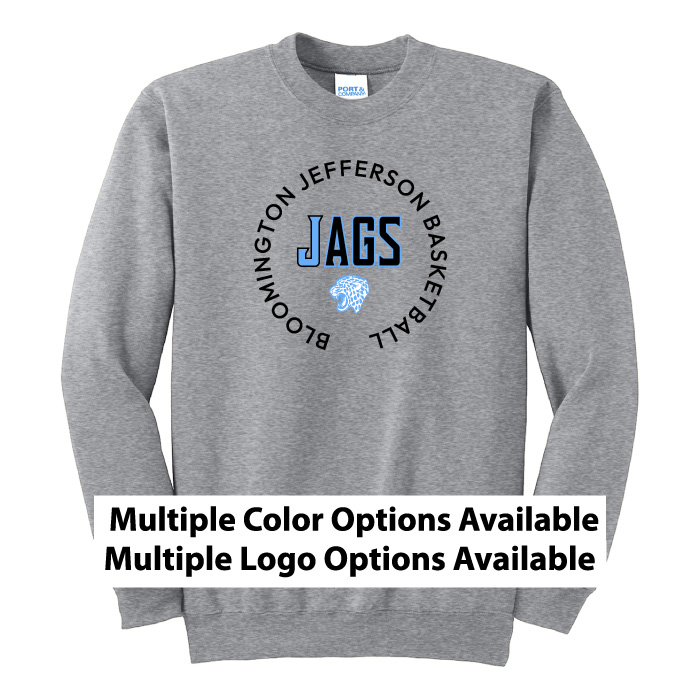 jefferson hs girls basketball printed fleece crewneck sweatshirt (pc90)