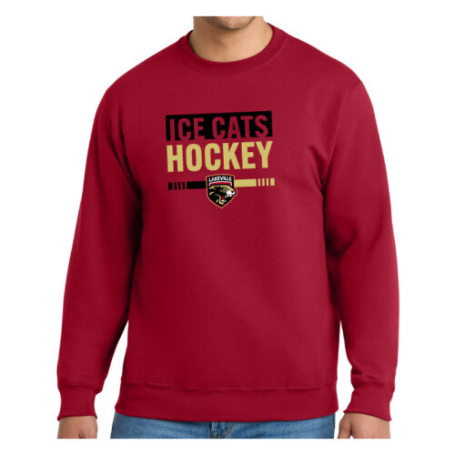 lakeville icecats hockey printed fleece crewneck sweatshirt (pc90)