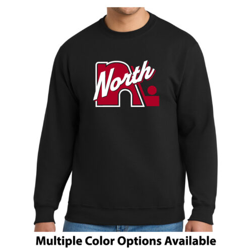 lakeville north hockey printed fleece crewneck sweatshirt (pc90)