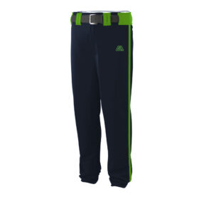 CA Stock Baseball Pants - Navy with Lime Green Piping and Belt Loops