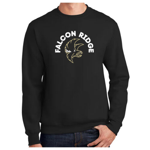 falcon ridge middle school black printed fleece crewneck sweatshirt (pc90)
