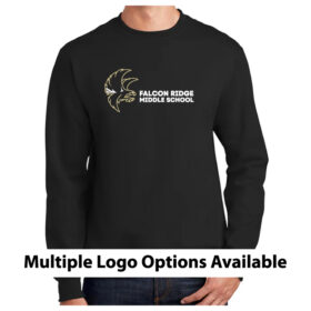falcon ridge middle school black printed fleece crewneck sweatshirt (pc90)