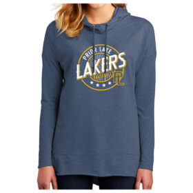 prior lake baseball washed indigo printed women’s featherweight french terry ™ hoodie (dt671)