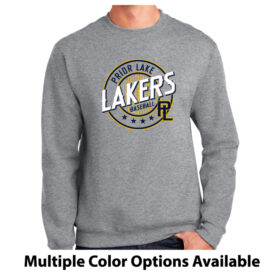 prior lake baseball printed fleece crewneck sweatshirt (pc90)