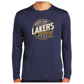 prior lake baseball navy longsleeve printed performance tee (st350ls)