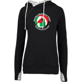 Red Pine Elementary - Black Ladies Printed Double Hood Pullover (EZ383)