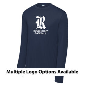 rosemount baseball navy longsleeve printed performance tee irish block (st350ls)