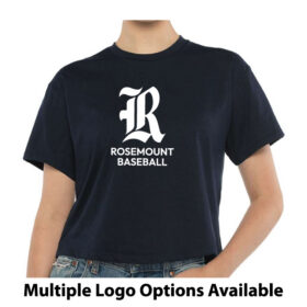 rosemount baseball midnight navy printed women's ideal crop top (1580)