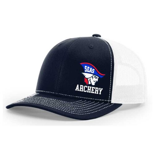seas archery navy/white embroidered snapback baseball cap (112)