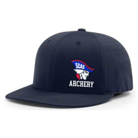 seas archery navy/white embroidered snapback baseball cap (112)