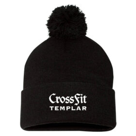 Crossfit Templar - Black Embroidered Pom Stocking Cap (SP15)